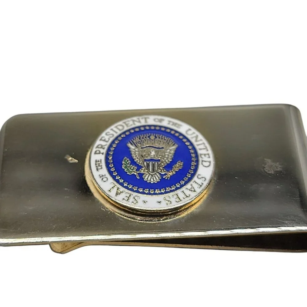 Presidential Seal Money Clip United States Blue White Eagle Shield Gold Tone